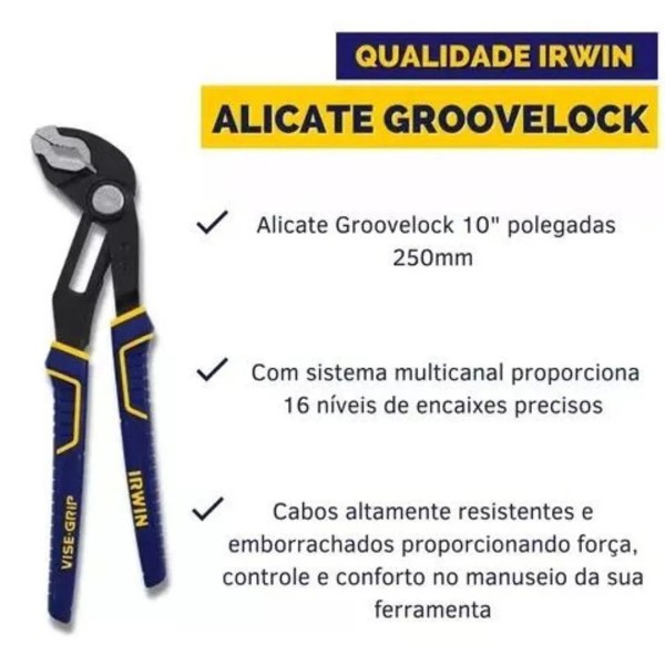ALICATE GROOVELOCK IRWIN V-GRIP 10" 25CM - 2078110
