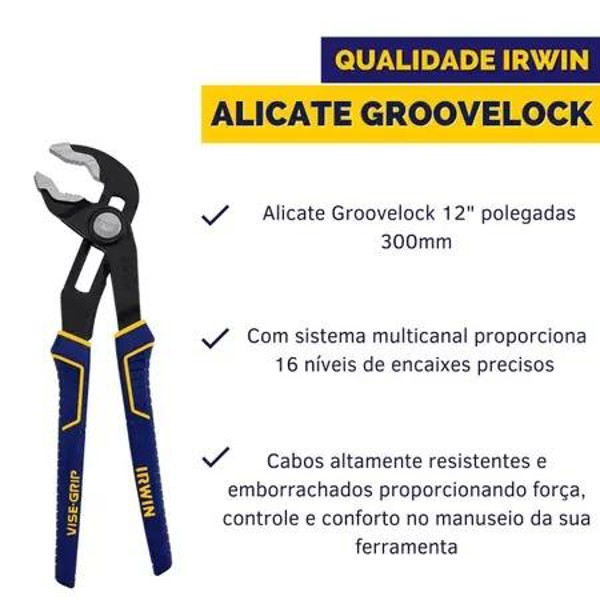 ALICATE GROOVELOCK IRWIN V-GRIP 12" 30CM - 2078112