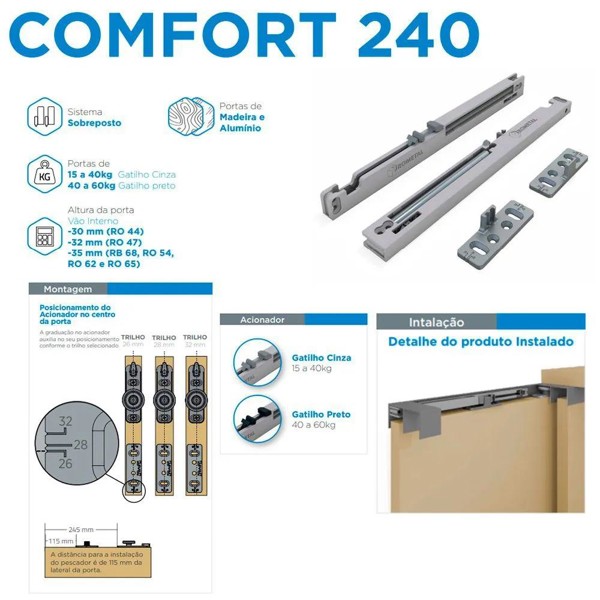 AMORTECEDOR DUPLO PARA SISTEMA INTELIGENTE ROMETAL - COMFORT 240 (40-60KG)