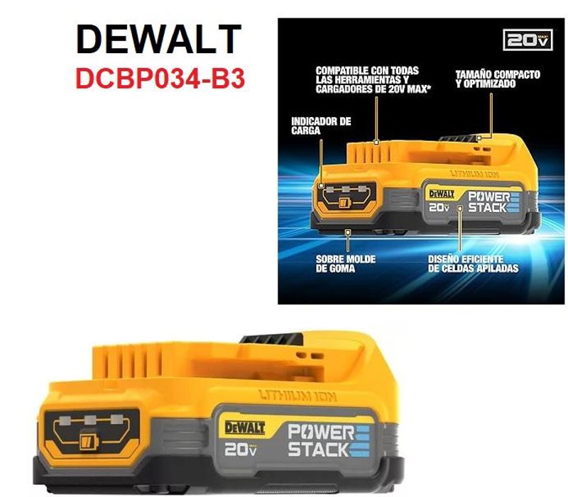 BATERIA COMPACTA POWERSTACK 20V COM 1.7AH DEWALT - DCBP034-B3