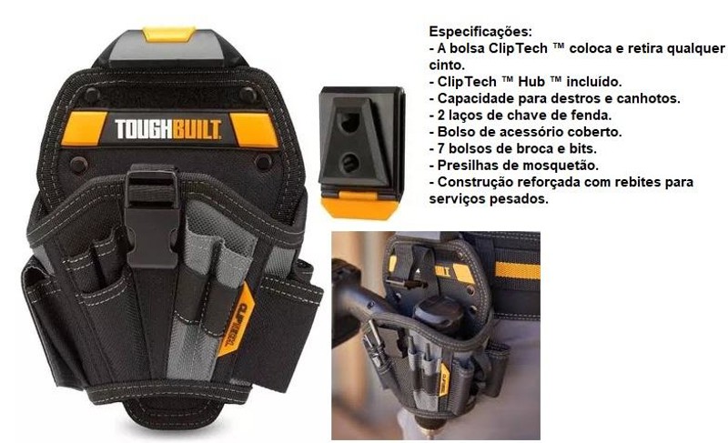 BOLSA COM CLIPTECH PARA FURADEIRA TOUGHBUILT -  TB-CT-20-L