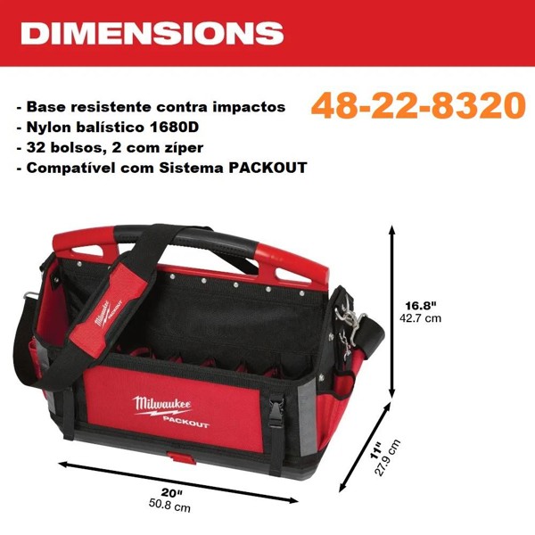 BOLSA DE FERRAMENTAS PACKOUT MILWAUKEE DE 20'' - 48-22-8320