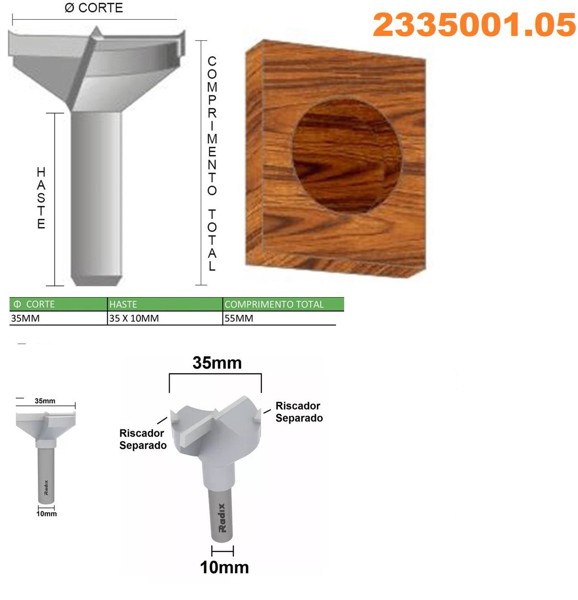 BROCA PARA DOBRADICA RADIX 35MM - 2335001.05