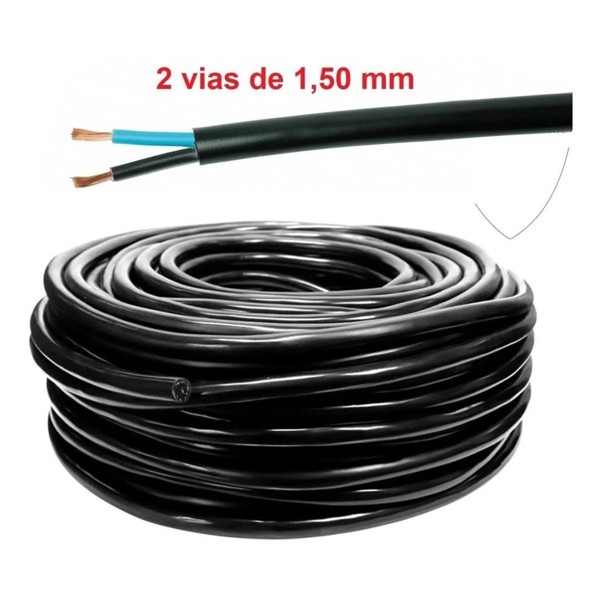 CABO PP DUPLO PRETO 2 X 1,5MM