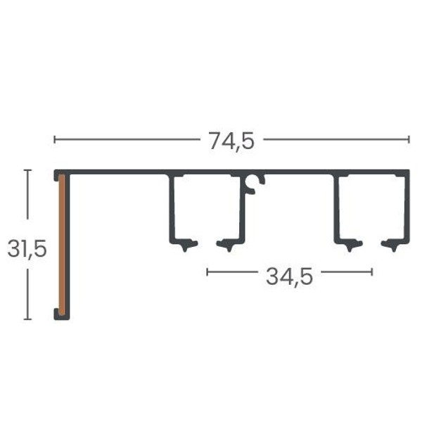 TRILHO ALTERNATIVA SUPERIOR PARA SISTEMA AL67 - 2075 - BARRA DE: 06 METROS