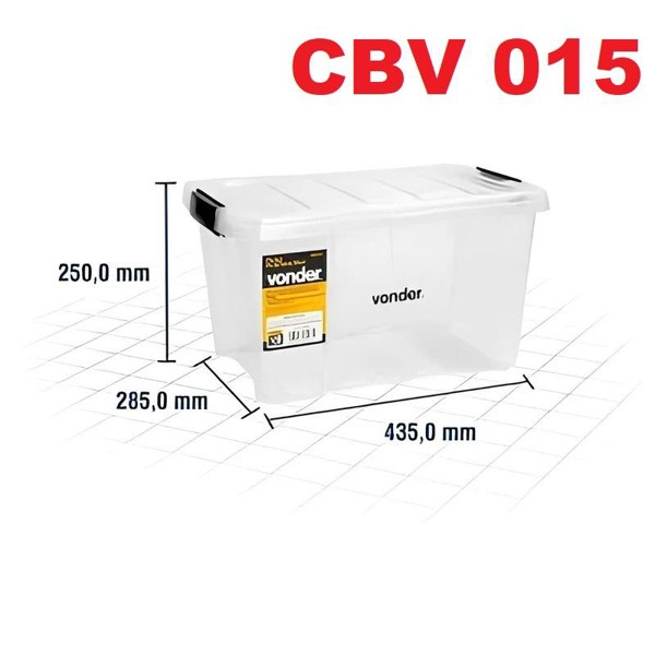 CAIXA BAU PLASTICO TRANSPARENTE VONDER - CBV 015