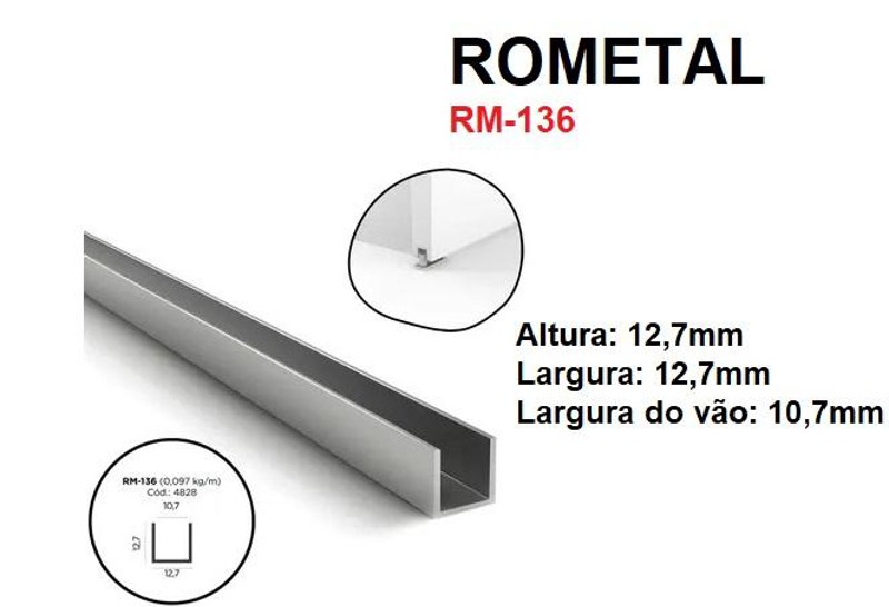 TRILHO GUIA "U" EMBUTIDO PARA DN80 ROMETAL RM-136 - 01mts