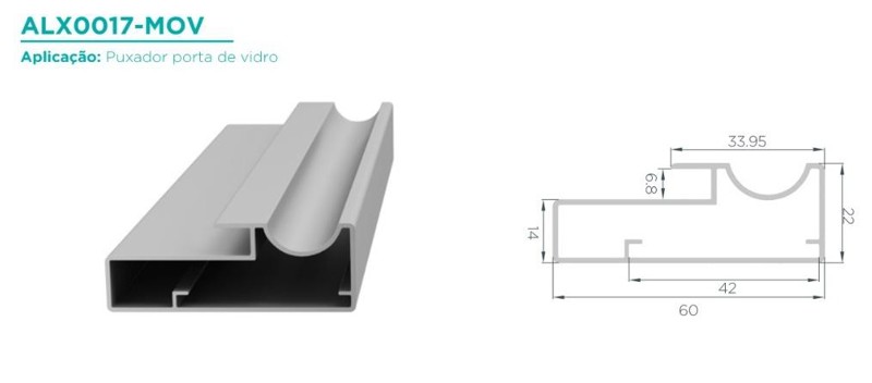 PERFIL MONTANTE 3260 ALUXA ALX-017 - BRONZE - BARRA 06 METROS