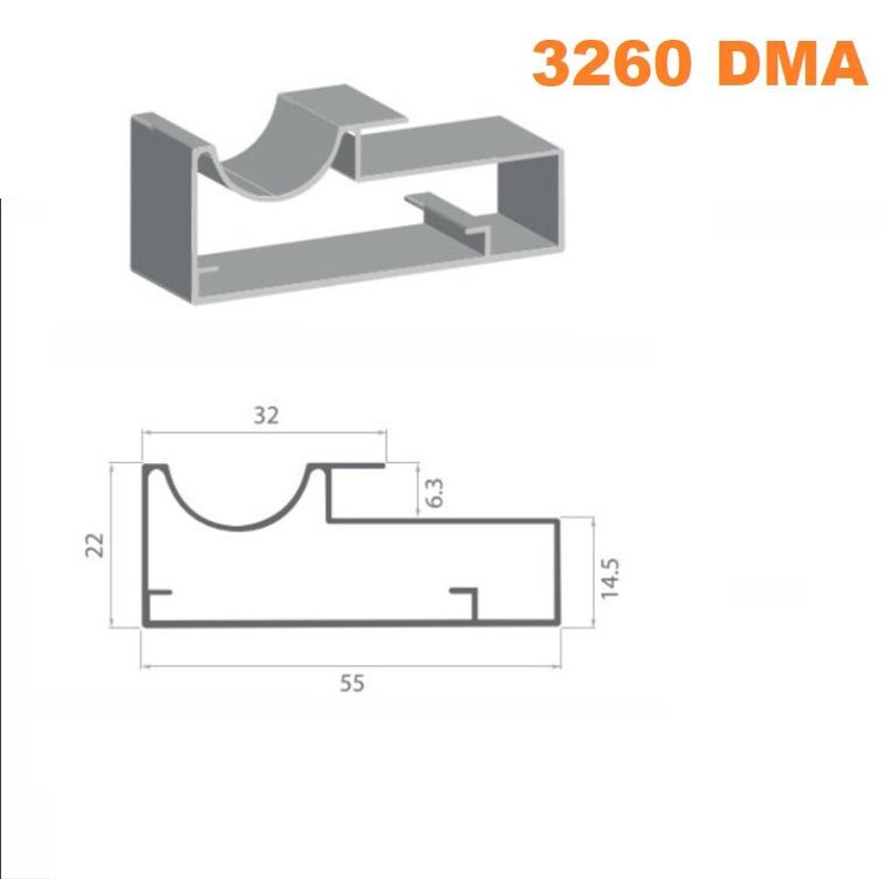 PERFIL MONTANTE 3260 DMA 2409A - ALUMINIO - BARRA 06 METROS