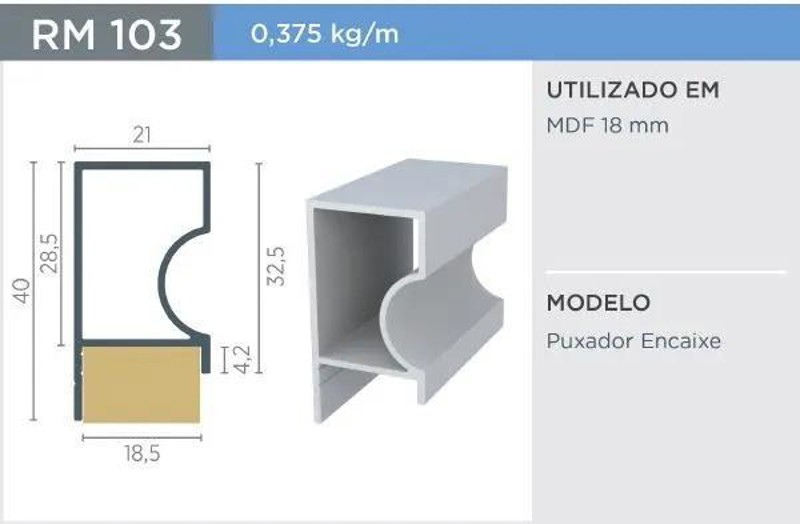 PERFIL PUXADOR 3260 ENCAIXE DE 18MM ALUXA ALX - BRONZE 1001