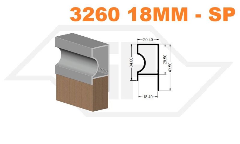 PERFIL PUXADOR 3260 ENCAIXE DE 18MM SP-0054L - ALUMINIO