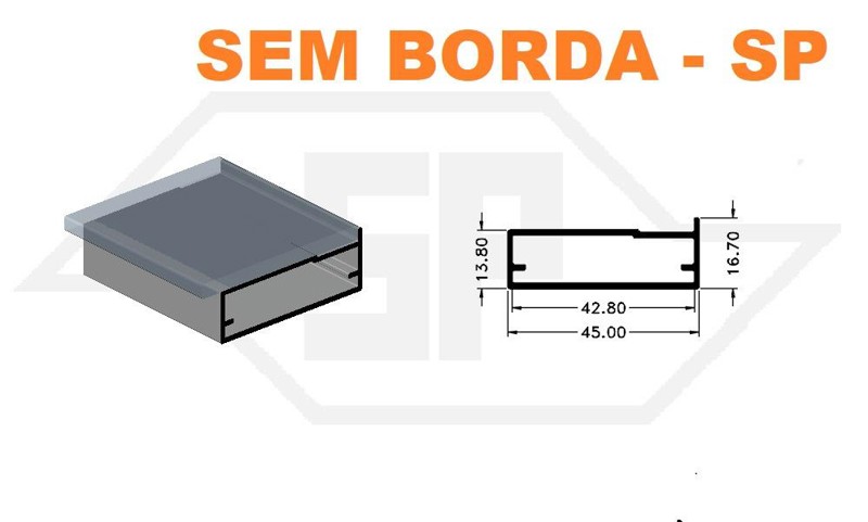 PERFIL VIDRO 1145 SEM BORDA SP-2178 - ALUMINIO - BARRA DE: 06 METROS