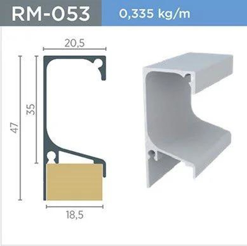 PERFIL PUXADOR "G " DE 18MM ROMETAL RM-053 - ALUMINIO G18 - BARRA 06 METROS