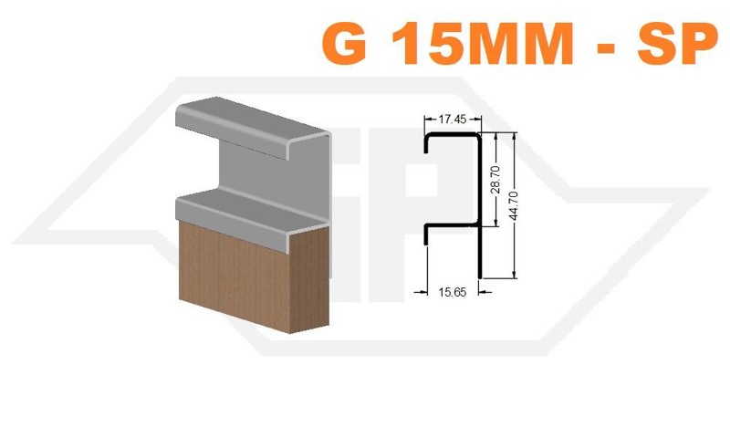 PERFIL PUXADOR "G" DE 15MM SP-0243L - ALUMINIO 3CM G15 - BARRA DE: 06 METROS