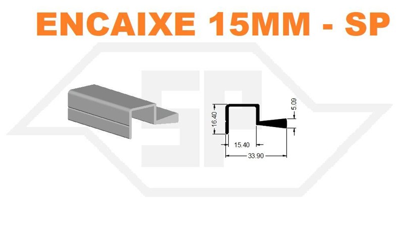 PERFIL PUXADOR SP ABA ENCAIXE DE 15MM SP-0238 - ALUMINIO - BARRA DE: 06 METROS