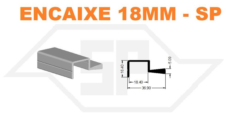 PERFIL PUXADOR SP ABA ENCAIXE DE 18MM SP-0098 - ALUMINIO - BARRA DE: 06 METROS