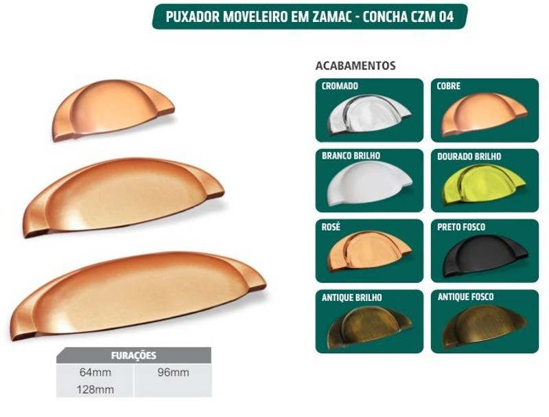 PUXADOR CRIATIVA CONCHA NOBRE 64MM - DOURADO BRILHO