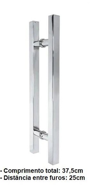 PUXADOR PERFIL DUPLO QUADRADO COM 37,5CM CROMADO - TP037