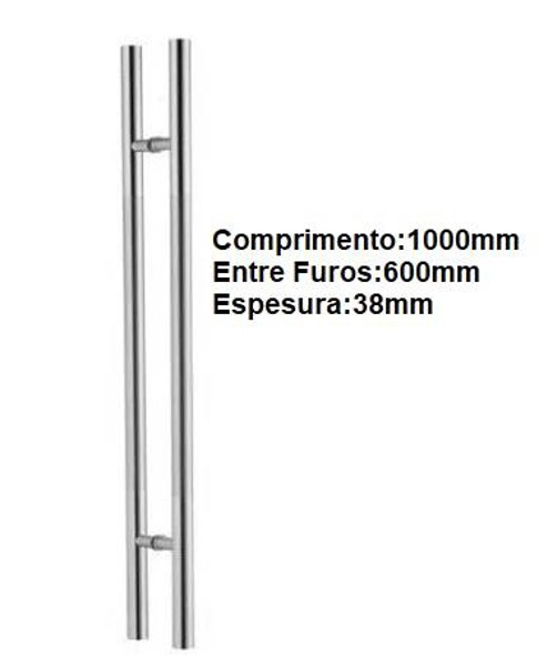 PUXADOR PERFIL DUPLO REDONDO COM 100CM ESCOVADO - PTE100