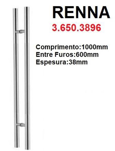 PUXADOR RENNA DUPLO QUADRADO COM 100CM CROMADO - 3.650.3896
