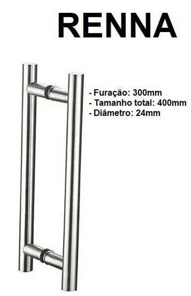 PUXADOR RENNA DUPLO REDONDO 201 COM 40CM CROMADO - 3.650.5696 / 3.650.3886