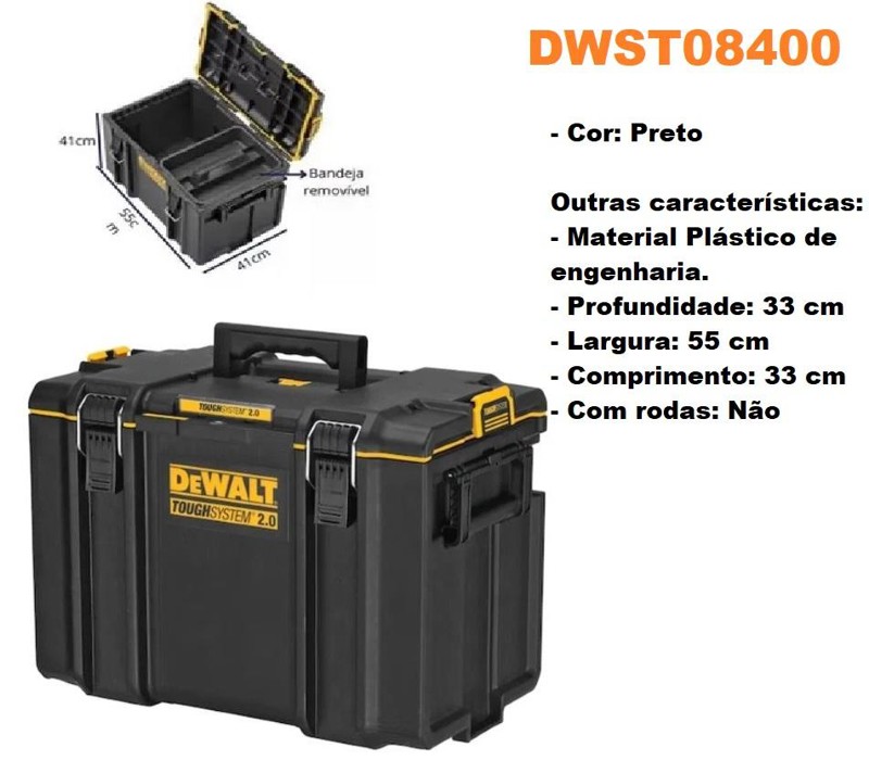 CAIXA DE FERRAMENTAS DEWALT TOUGHSYSTEM 2.0 EXTRAFUNDA - DWST08400