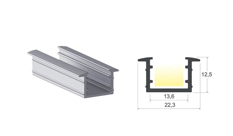 PERFIL ALTERNATIVA EMBUTIR PARA PERFIL DE LED 2302 "LED 02" - BARRA COM 03 METROS