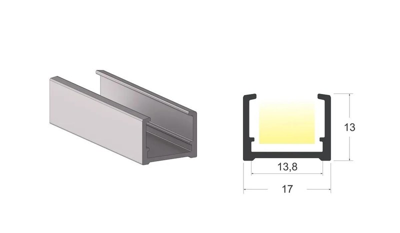 PERFIL ALTERNATIVA SOBREPOR PARA FITA DE LED 2301 "LED 01" - BARRA COM 03 METROS