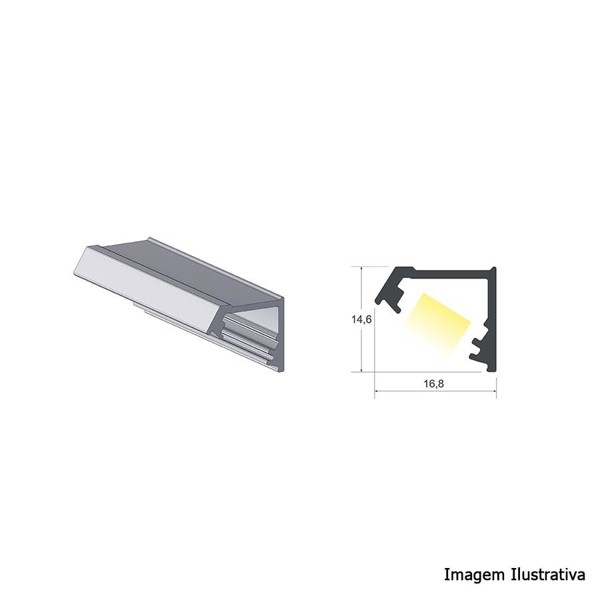 PERFIL ALTERNATIVA SOBREPOR PARA FITA DE LED 2303 DE CANTO L "LED 03" - BARRA COM 03 METROS