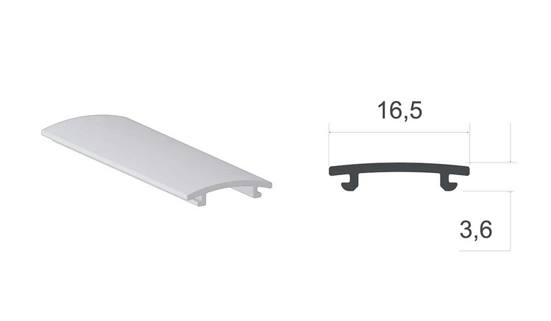 PERFIL DIFUSOR  PARA PERFIL DE LED ALTERNATIVA (BRANCO) - 03R - BARRA COM 03 METROS
