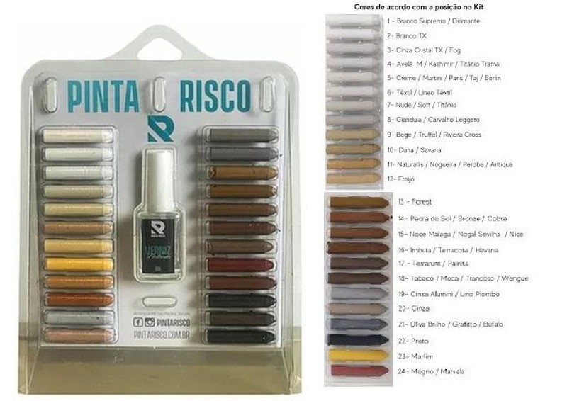 JOGO DE 25PCS COM GIZ PINTA RISCO DE 24 CORES E VERNIZ BRILHO