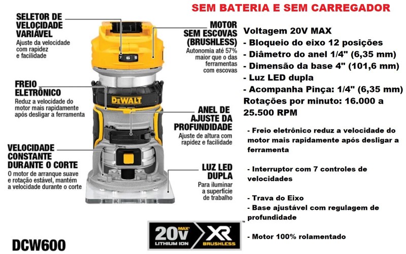 TUPIA LAMINADORA BATERIA 20V DEWALT - DDCW600B