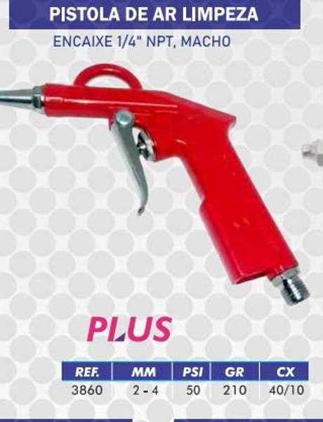 PISTOLA COM GATILHO PARA COMPRESSOR DE AR LIMPEZA LOTUS - REF.3860