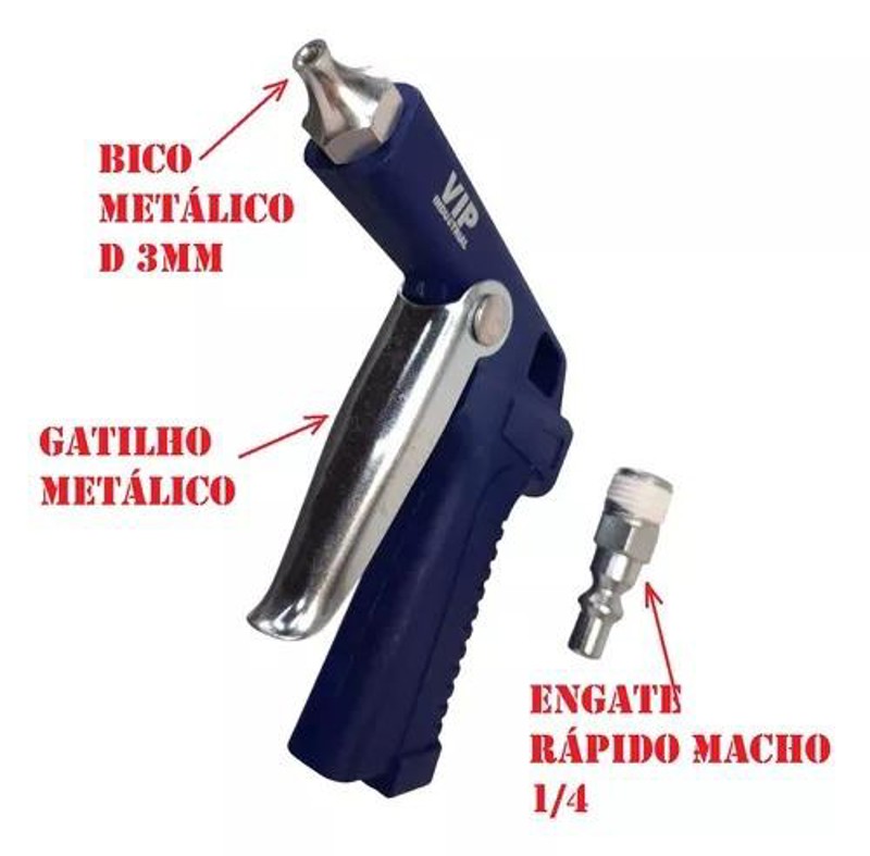 PISTOLA DE LIMPEZA COM GATILHO METALICO PARA COMPRESSOR DE AR - CB763