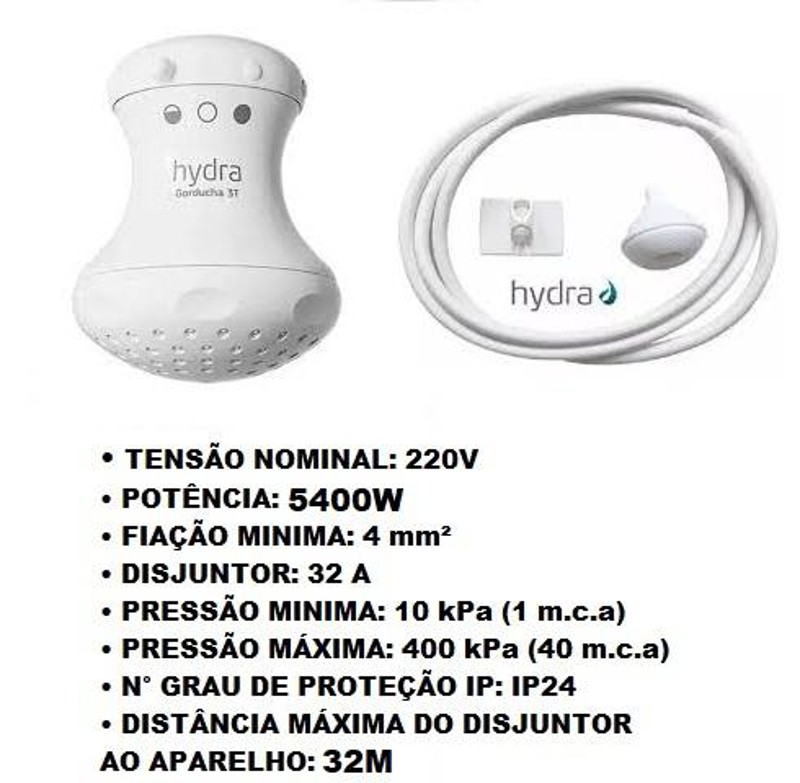 CHUVEIRO CORONA HYDRA COM 5400W - GORDUCHA 3T 220V