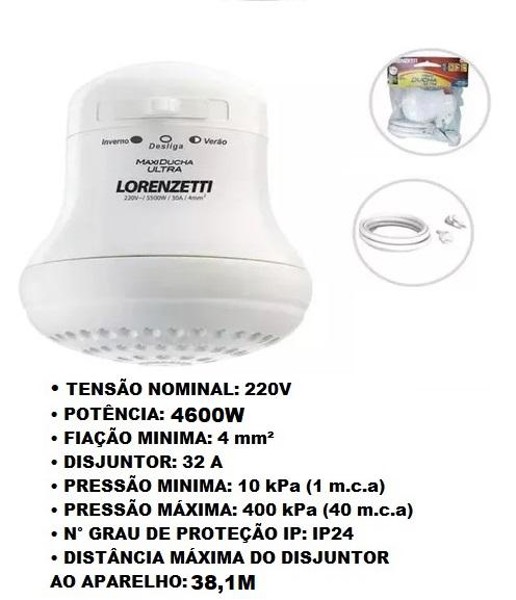 CHUVEIRO MAX DUCHA ULTRA LORENZETTI 4600W 220V
