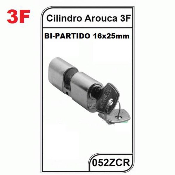CILINDRO PARA FECHADURA AROUCA BIPARTIDO DA 3F - 051ZCR /052ZCR