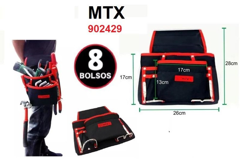 CINTURAO PARA FERRAMENTA COM 8 BOLSO MTX - 902429
