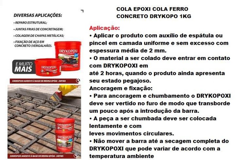 COLA ADESIVO EPOXI COLA FERRO CONCRETO - DRYKOPO 1KG