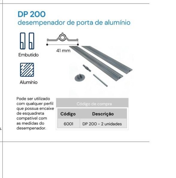 DESEMPENADOR DE PORTA EMBUTIR ALUMINIO 1000M ROMETAL - DP-200/2