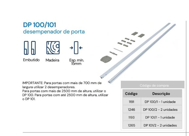 DESEMPENADOR DE PORTAS EMBUTIR 1000MM ROMETAL - DP-101/2 MDF