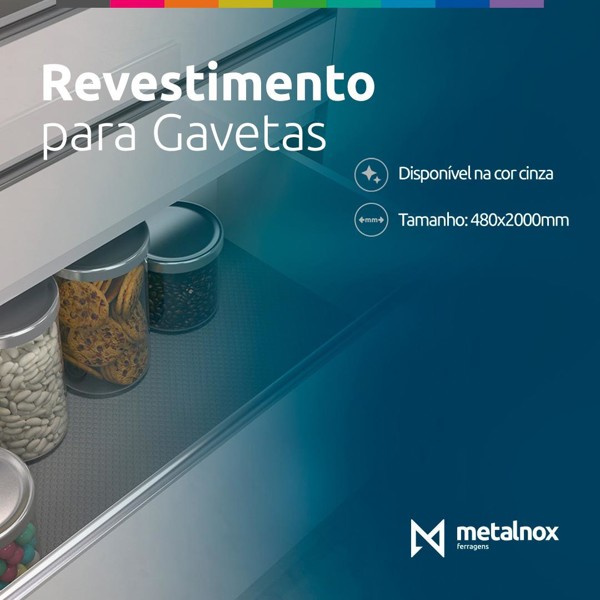 TAPETE REVESTIMENTO PARA GAVETA COM 48CM METALNOX - CINZA