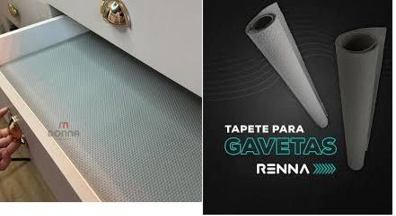 TAPETE REVESTIMENTO PARA GAVETA COM 50CM RENNA - CINZA -3.650.8209