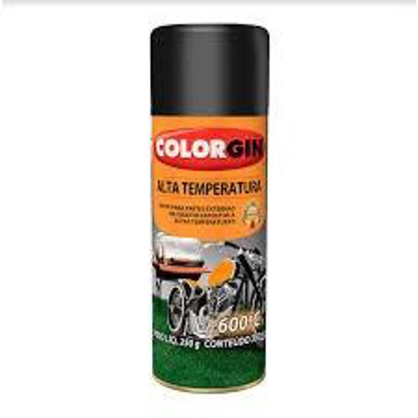 TINTA EM SPRAY COLORGIN - ALTA TEMPERATURA PRETO FOSCO