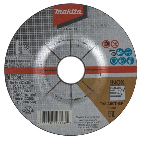 DISCO CORTE DE 115MM PARA INOX E FERRO - MAKITA B-64587