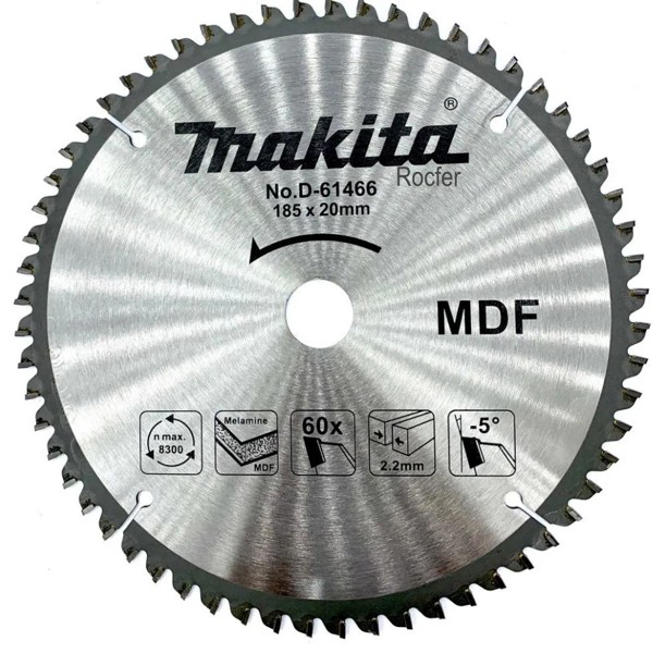 DISCO CORTE MDF DE 185MM COM 60 DENTES MAKITA - D-61466