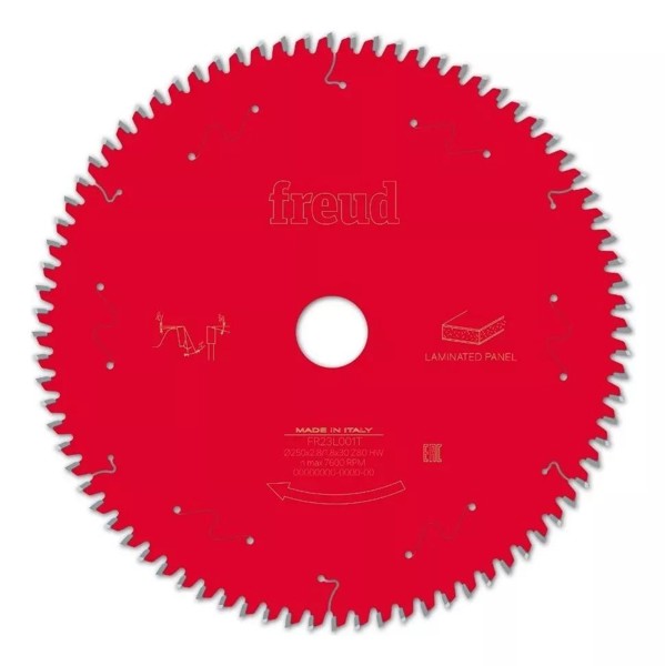 DISCO CORTE MDF DE 250MM COM 80 DENTES ALTERNADOS FREUD - FR23L001T VERMELHO