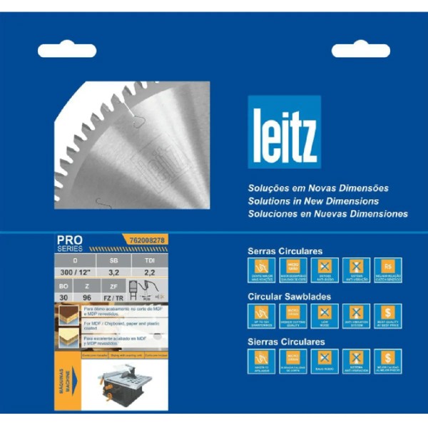 DISCO CORTE MDF DE 300MM COM 96 DENTES LEITZ - 762008278
