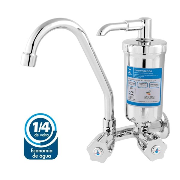 TORNEIRA COM FILTRO PAREDE PURIFICADOR DE AGUA METAL 2167 REAL