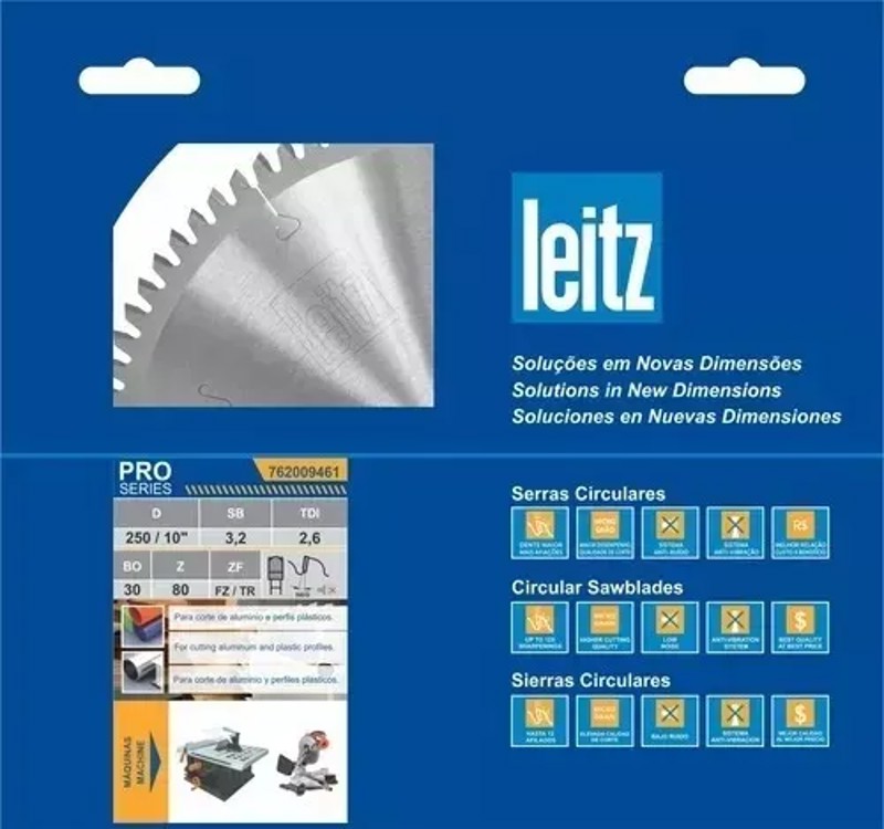 DISCO PARA ALUMINIO DE 10" 250MM COM 80 DENTES LEITZ - 762009461